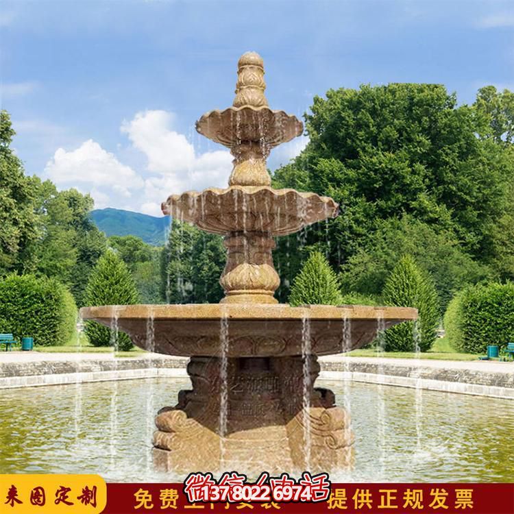 流水紅晚霞，石雕戶外景區(qū)擺件