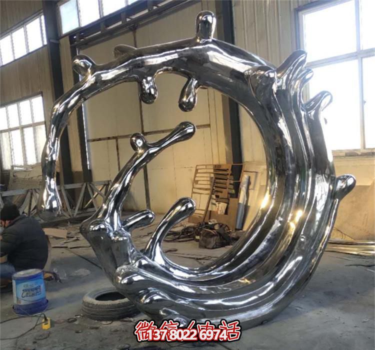 不銹鋼海浪雕塑，鏡面裝飾公園
