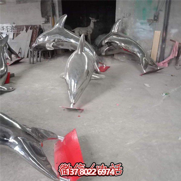 不銹鋼戶(hù)外景觀水景海豚雕塑