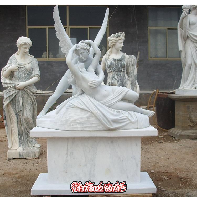 西方天使?jié)h白玉雕塑，美化景區(qū)廣場(chǎng)