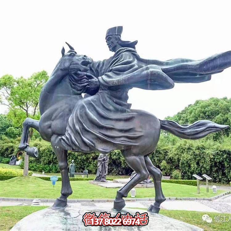 古典仿銅騎馬雕塑，玻璃鋼創(chuàng)意廣場(chǎng)裝飾