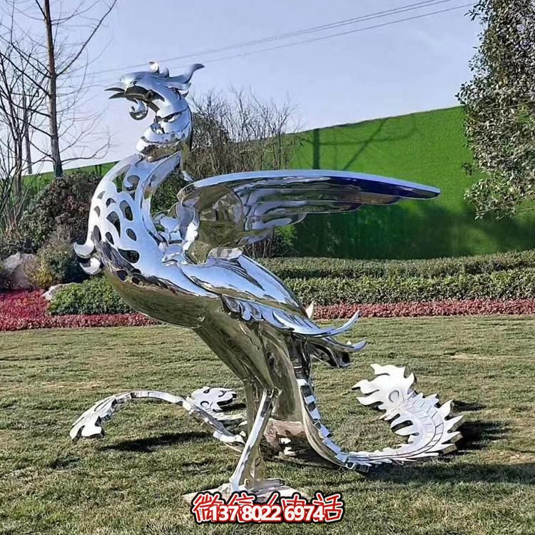 精美不銹鋼鳳凰雕塑，裝飾您的室外景觀