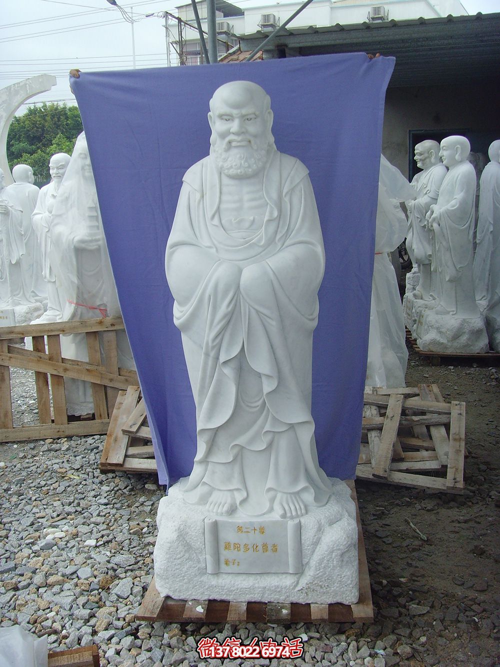 漢白玉制石雕十八羅漢雕塑，藝術(shù)擺件裝點廟宇