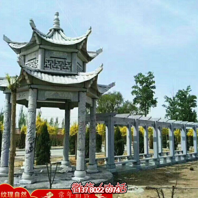 甄選優(yōu)質(zhì)大理石雙層涼亭，精美絕倫的雕塑美景