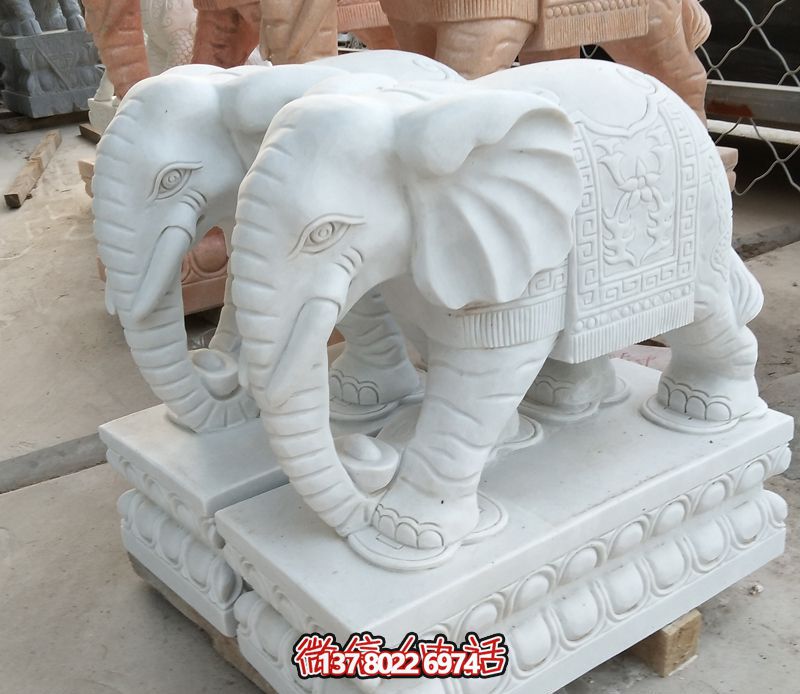 漢白玉雕塑，招財(cái)大象，令您鎮(zhèn)宅景區(qū)庭院更加迷人