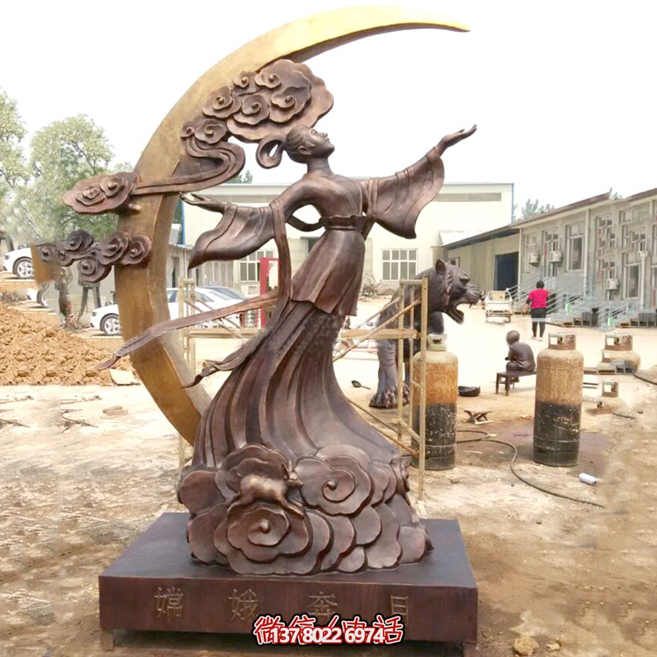 海邊擺放神話(huà)人物上古美女嫦娥奔月鑄銅雕像 海邊擺放神話(huà)人物上古美女嫦娥奔月鑄銅雕像