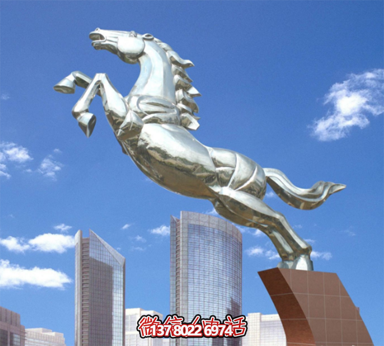 不銹鋼馬兒雕塑，鏡面騰空的馬兒雕塑，企業(yè)精神標(biāo)識標(biāo)志