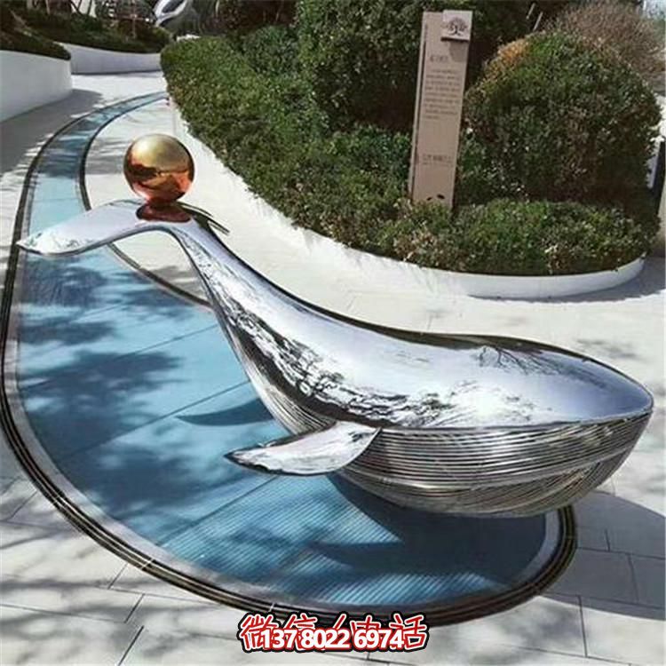 不銹鋼鏡面廣場(chǎng)大型海洋動(dòng)物景觀鯨魚(yú)