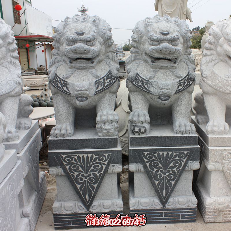 庭院青石一對石雕大型動物獅子雕塑 庭院青石一對石雕大型動物獅子雕塑