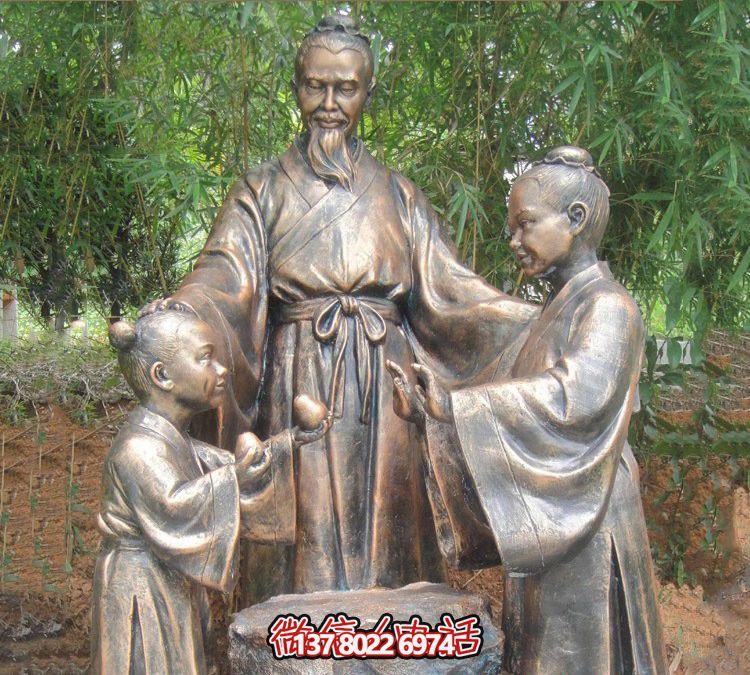 戶(hù)外公園銅雕寓言故事孔融讓梨雕塑 戶(hù)外公園銅雕寓言故事孔融讓梨雕塑