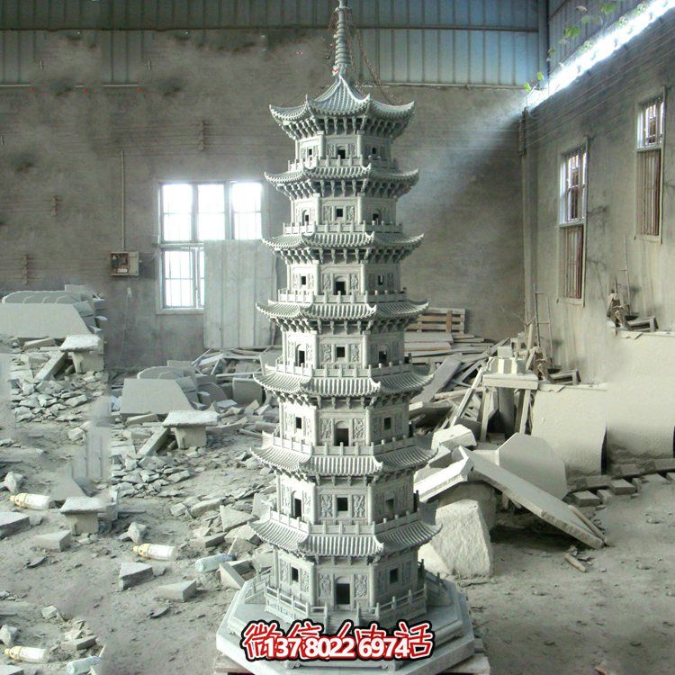 寺廟景區(qū)大型大理石石雕佛塔雕塑擺件