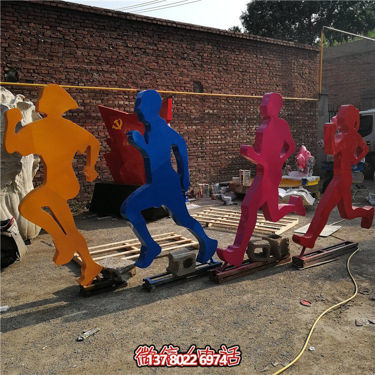 跑步，玻璃鋼剪影抽象人物運動雕塑