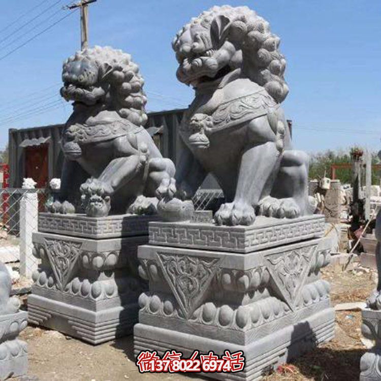 青石雕刻獅子門墩庭院中式鎮(zhèn)宅招財大型抱鼓石