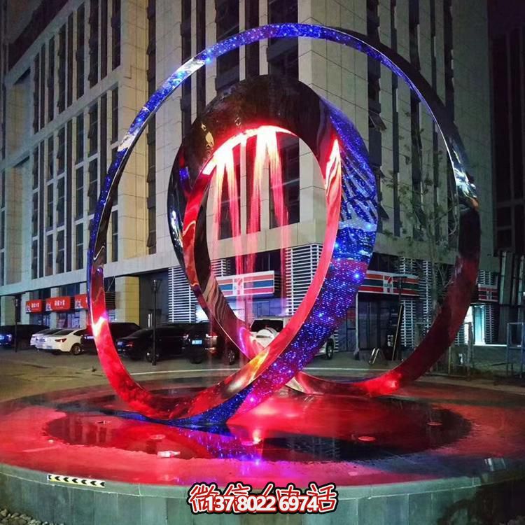 大型不銹鋼發(fā)光圓環(huán)廣場(chǎng)亮化景觀雕塑