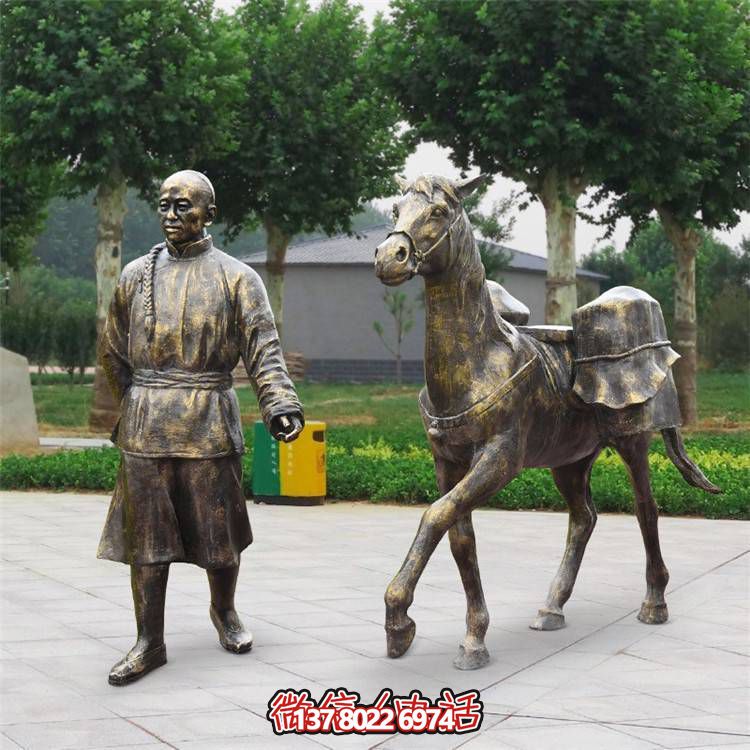 文化廣場(chǎng)景觀玻璃鋼仿銅人物雕塑小品