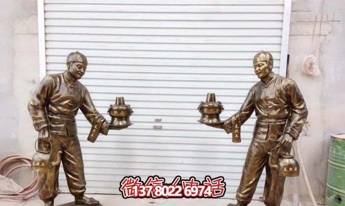 火鍋雕塑-飯店門(mén)口賣火鍋人物彩繪玻璃鋼仿銅雕塑 火鍋雕塑-飯店門(mén)口賣火鍋人物彩繪玻璃鋼仿銅雕塑