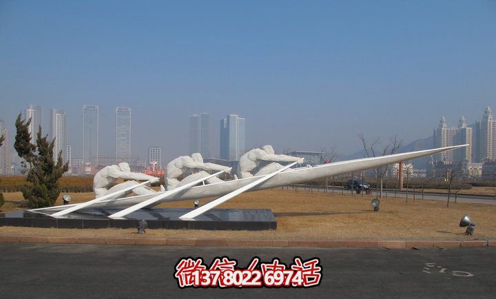 公園景區(qū)噴漆劃船比賽不銹鋼船雕塑 公園景區(qū)噴漆劃船比賽不銹鋼船雕塑