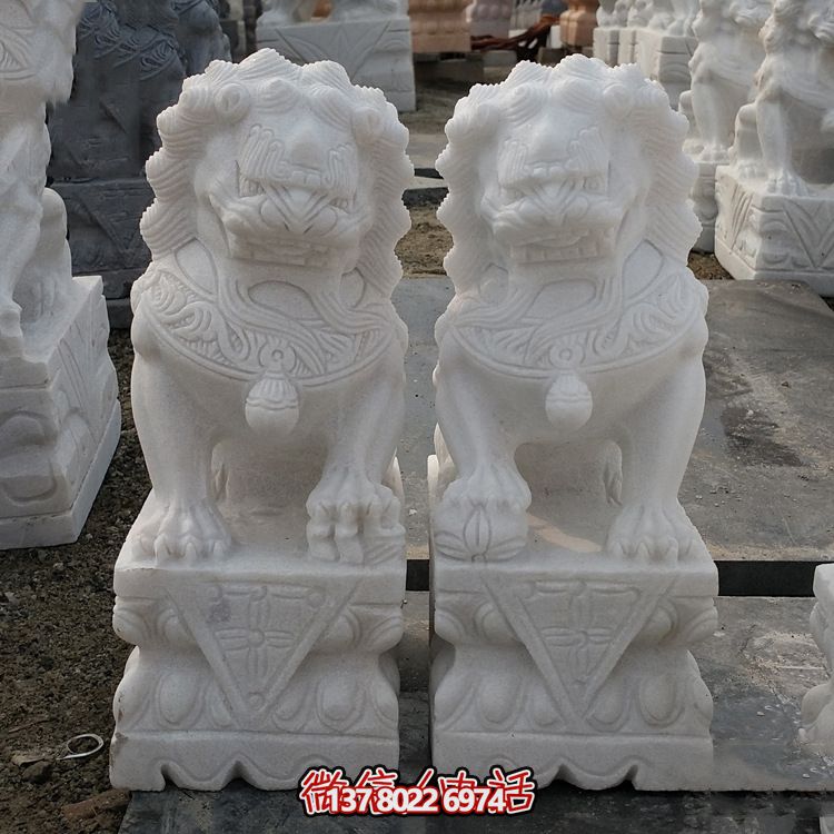 漢白玉精雕園林別墅門前擺放招財(cái)祈福獅子雕塑擺件 漢白玉精雕園林別墅門前擺放招財(cái)祈福獅子雕塑擺件
