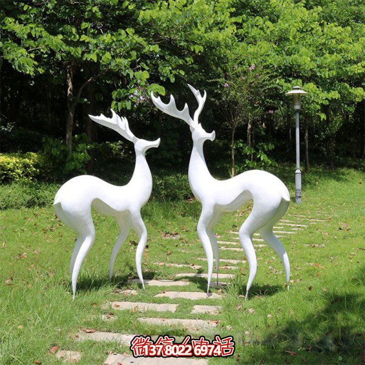 戶外廣場大型抽象藝術(shù)園林景觀梅花鹿雕塑