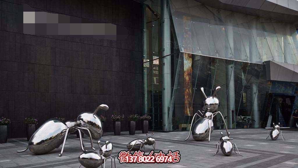 商場(chǎng)店鋪門(mén)口一群拋光不銹鋼螞蟻雕塑 商場(chǎng)店鋪門(mén)口一群拋光不銹鋼螞蟻雕塑