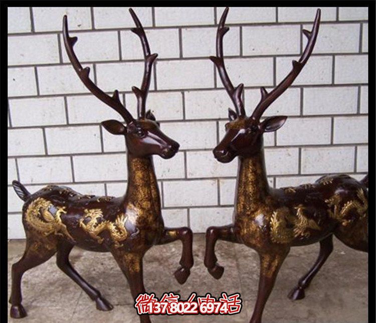 戶外景區(qū)大型玻璃鋼仿銅鹿雕塑 戶外景區(qū)大型玻璃鋼仿銅鹿雕塑