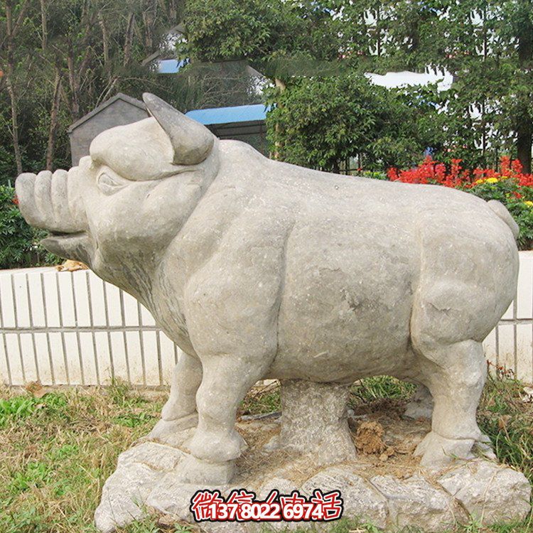 石雕豬，憨態(tài)可掬的大肥豬