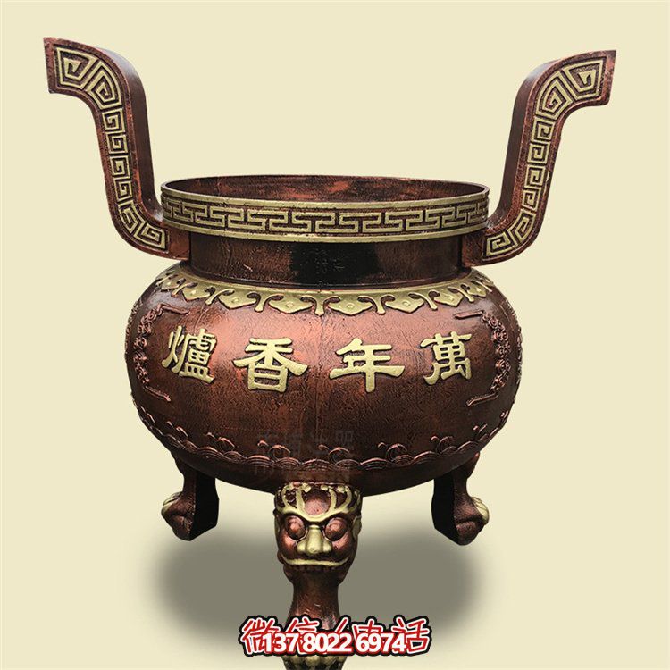家用銅雕上香祈福鼎，香爐雕塑