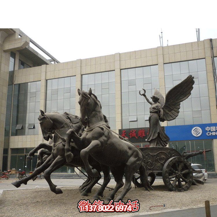 商場(chǎng)酒店門(mén)口西方人物阿波羅戰(zhàn)車(chē)銅馬雕像