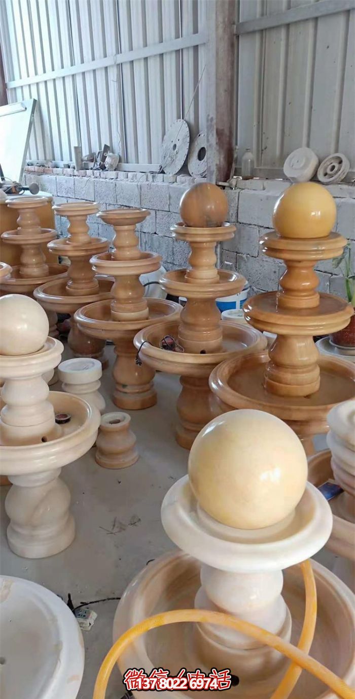 別墅室內(nèi)晚霞紅雙層風水球噴泉石雕 別墅室內(nèi)晚霞紅雙層風水球噴泉石雕